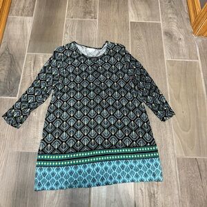 J. Jill Black Boho Medallion Print Tunic Dress Women’s Size Small Peacock